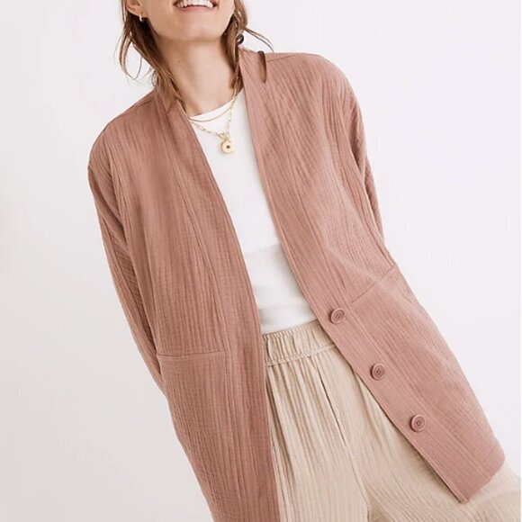 NWT Madewell Medium Lightspun Robe Jacket Lightweight Oversized Cotton Coat - Picture 2 of 10